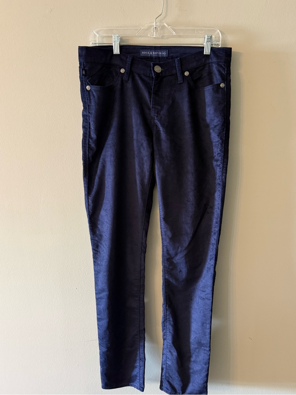 Rock & Republic Berlin Navy Straight Leg Corduroy Pants